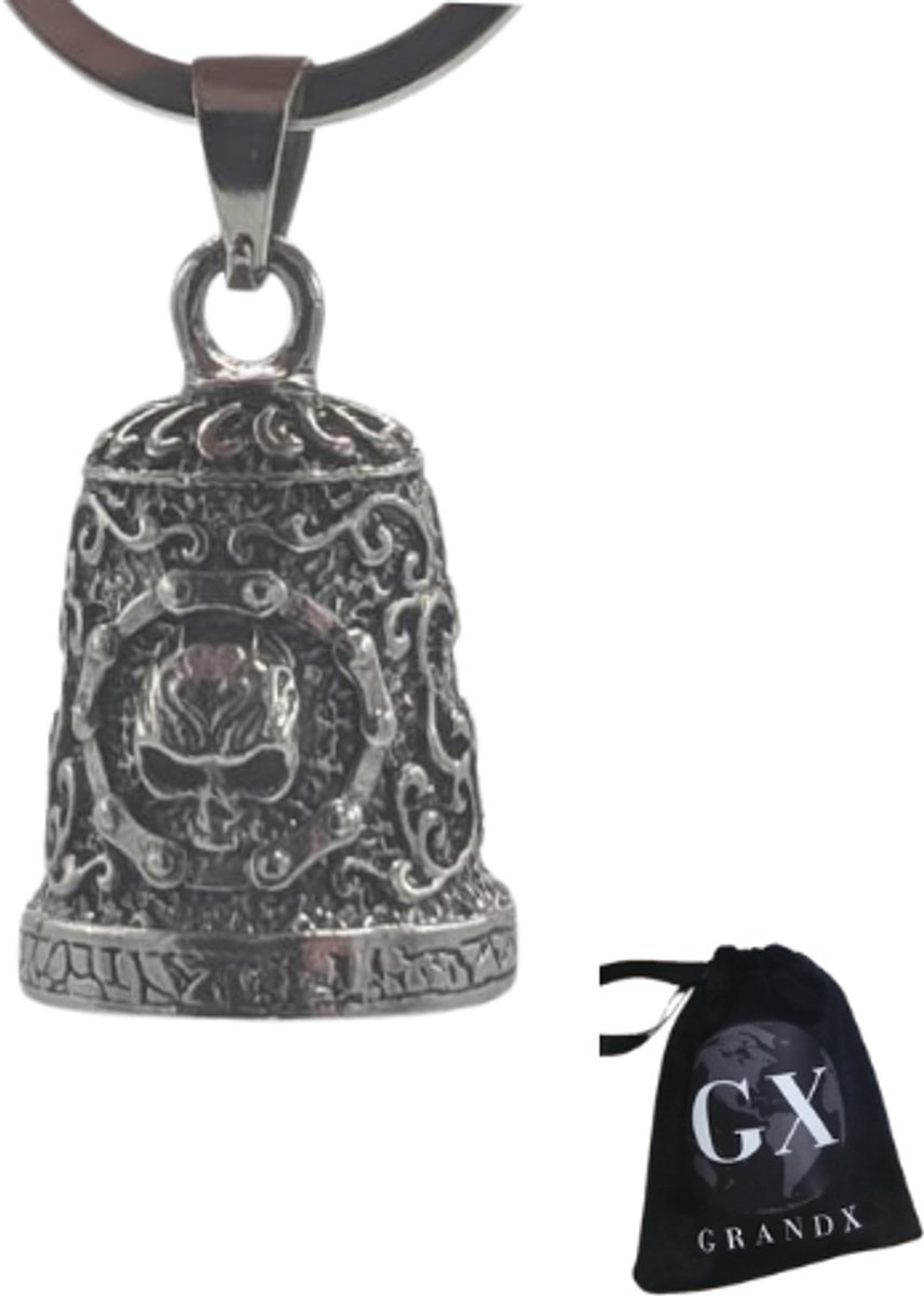 Grand X - Guardian Bell - Skull Flame - Schedel - Gremlin Bell - Sleutelhanger - Motor Sleutelhanger - Geluksbelletje Motor - Tas Hanger - Geloof