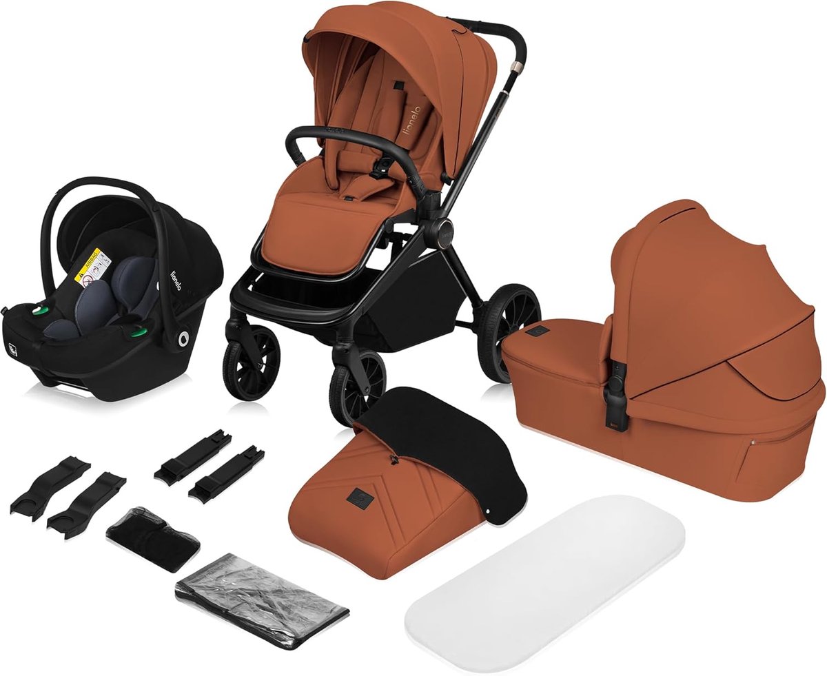 Image of 3-in-1 Kinderwagen Set met Reiswieg, Buggy & i-Size Autostoel - All-Terrain Wielen, Verstelbare Rugleuning en XXL Zonnekap