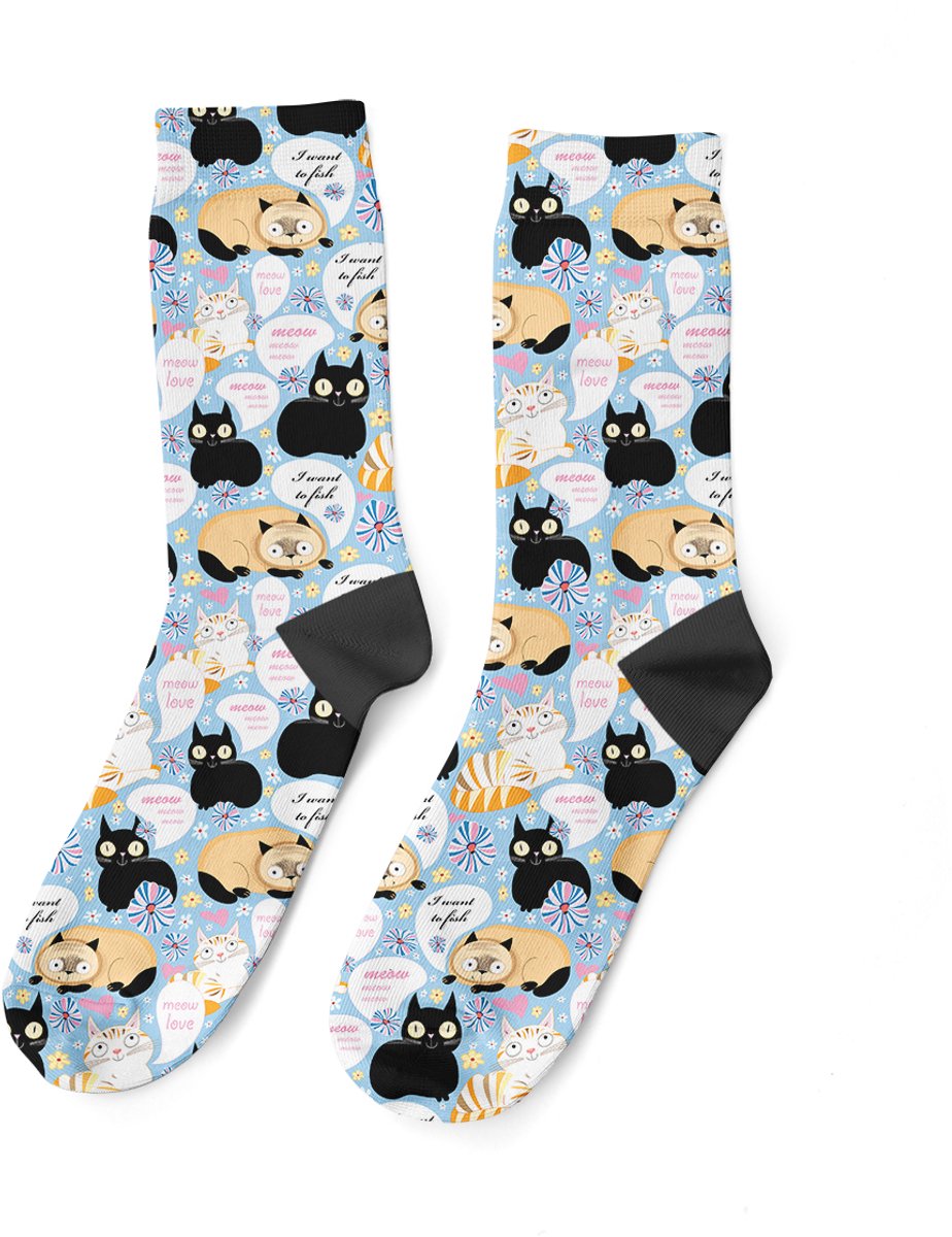 Goby Pratende Katten Sokken – Happy Socks - Grappige Sokken - Vrolijke Sokken - Maat 35–39