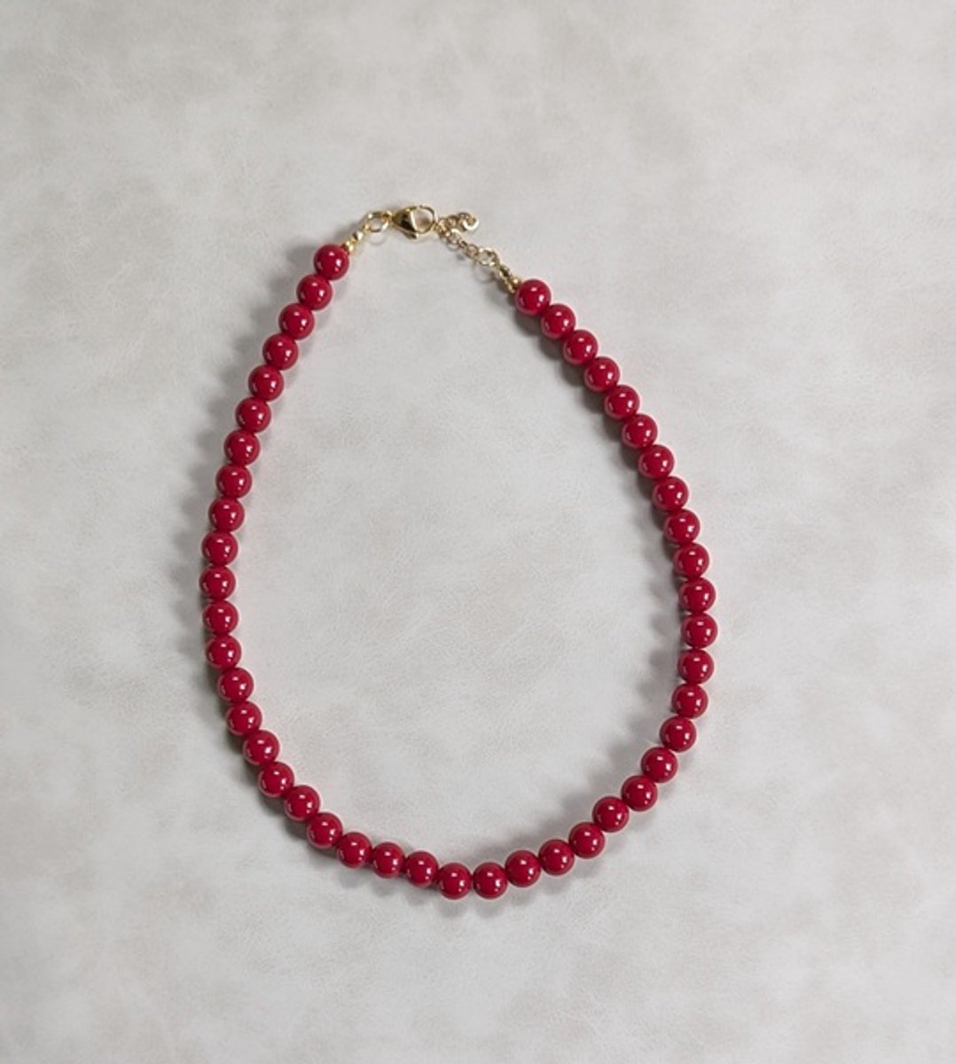 SWAN - halsketting - kralenketting - statement ketting - necklace - Milaan - kleine kralen - acryl - 10mm - wijnrood - donker rood