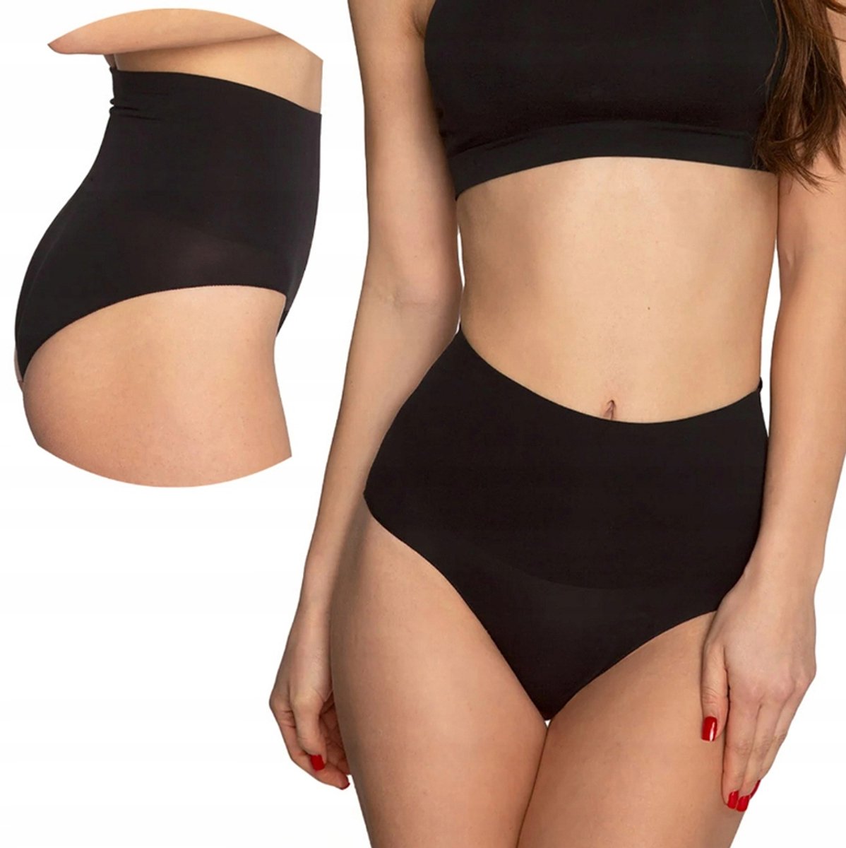 GATTA - Hoge Taille - Maat M - Slipje - Zwart - Dames Slip - Taille - Naadloze - Ondergoed - Slipje - (1 Stuks )