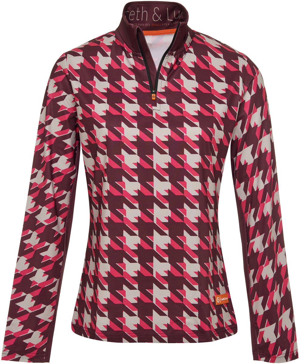 Gareth & Lucas Skipully The One Hundred and Eleven Dames 100% Gerecycled Polyester Midlayer Sportshirt Wintersport Pied De Poule