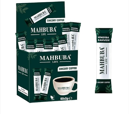Mahbuba Coffee Life Hindiba Kahvesi (Chicorée) Café - Aide à perdre du poids et à soulager les œdèmes - Régime Detox Minceur 60 pièces x 2gr - Utilisation 1 mois
