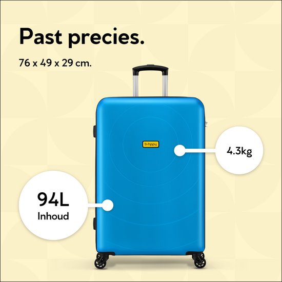 BHPPY Reiskoffer groot 76x49x29cm - Lichtgewicht koffer met 95L inhoud - Reiskoffer met wielen - Veilig cijferslot - Ocean Blue