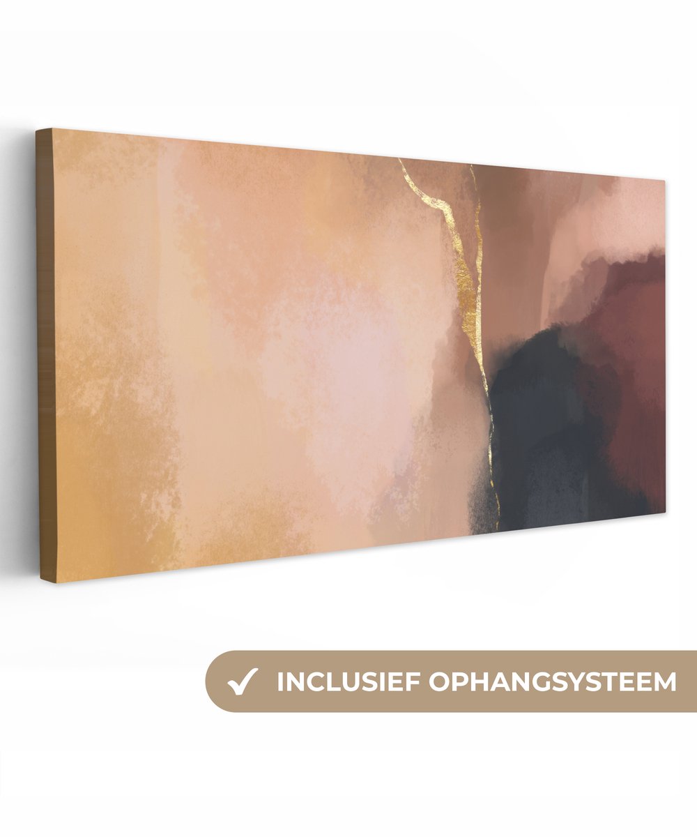 Canvas schilderij 100x50 cm - Wanddecoratie Abstract - Verf - Pastel - Muurdecoratie woonk
