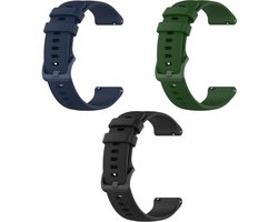 Strap-it – Siliconen Horlogebandje 22mm (Zwart) + (Donkerblauw) + (Legergroen) – Geschikt voor Samsung Galaxy Watch 3 45mm / Galaxy Watch 46mm / Gear S3 Classic & Frontier / Polar Vantage M / M2 / V3 / Grit X / Garmin Vivoactive 4