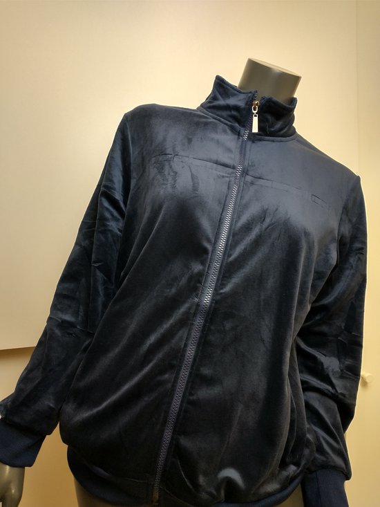Dames huispak Fiona-effen donker blauw navy-velours-loungewear-Maat 40-joggingpak-vrijetijdspak