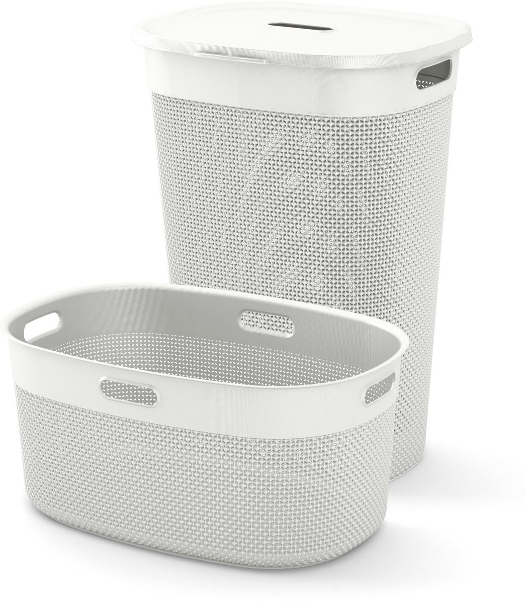 Curver Filo Wasmand met deksel 55L + Wasmand 45L - Wit