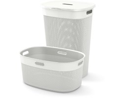 Curver Filo Wasmand met deksel 55L + Wasmand 45L - Wit