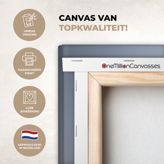 Peinture sur toile - Falaise - Arbres - Vert - Brouillard - Photo sur toile - Canvasdoek - 90x120 cm - Toile nature