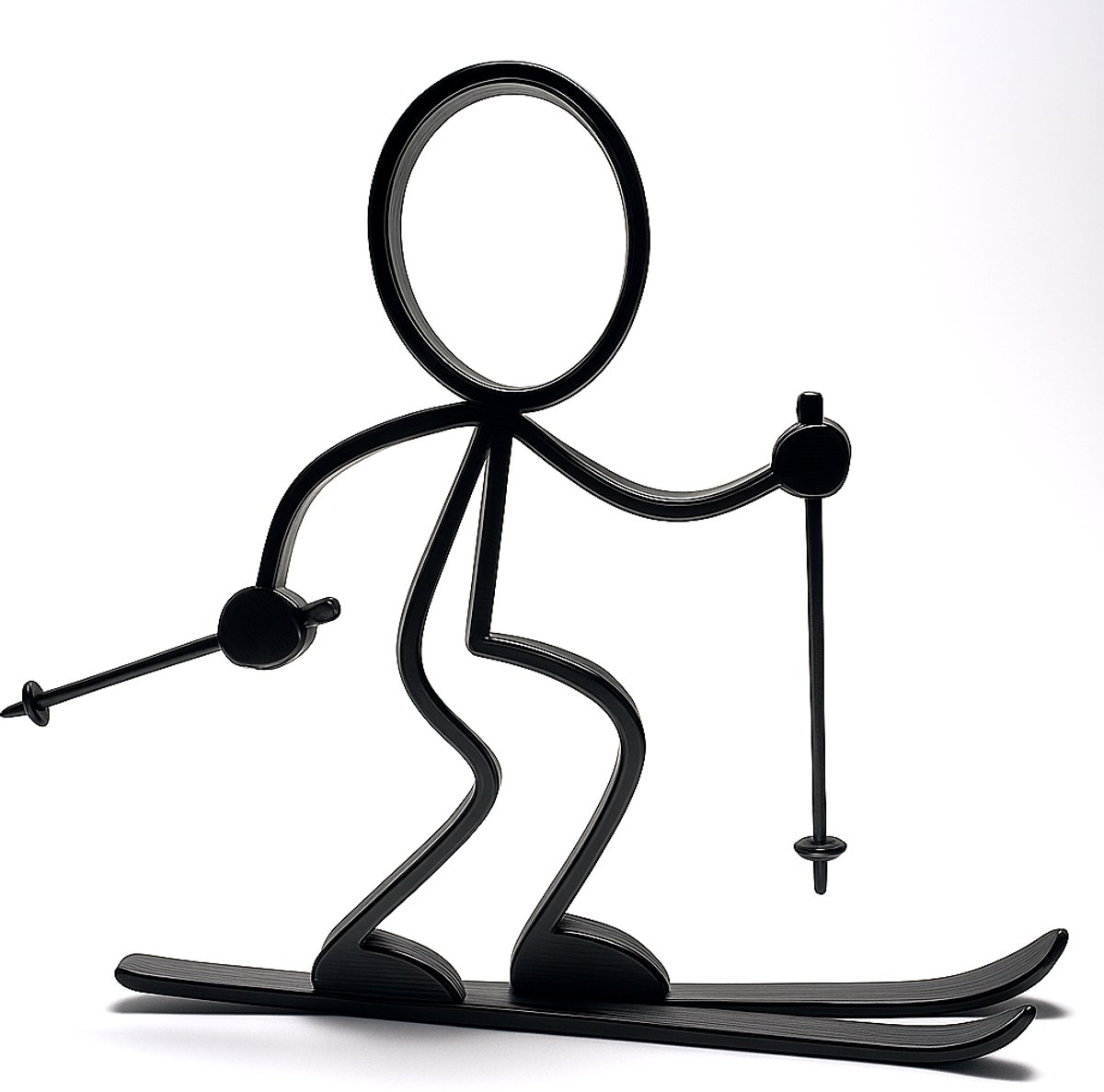 Stickyman Skiër - decoratiebeeldje - zwart - 20 cm hoog