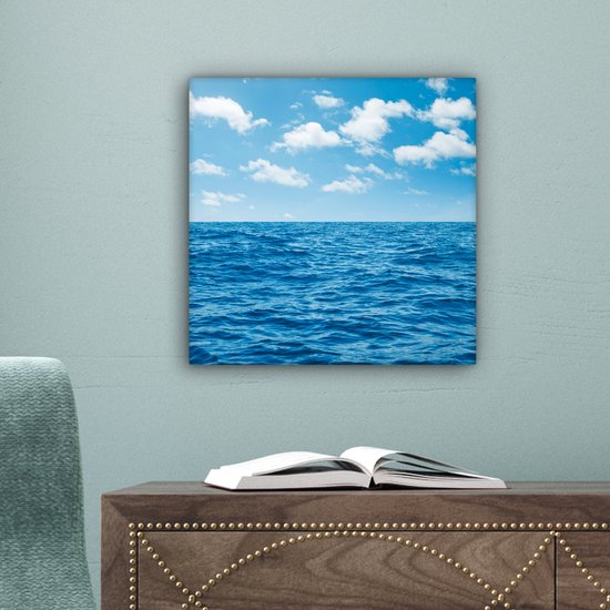 Peintures sur toile Mer - Nuages - Blauw - 20x20 cm - Décoration murale