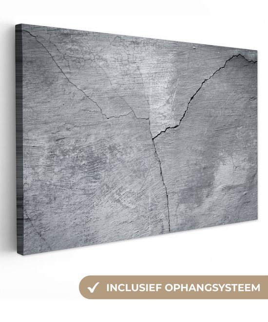 Structure en béton avec une fissure 120x80 cm - Tirage photo sur toile (Décoration murale salon / chambre)
