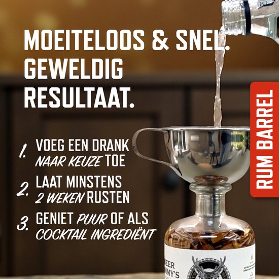 Deer Jimmy’s® Make Your Own Rum / Legendary Drink – Batch 24: Jamaican Rum Barrel Chips – Maak je eigen drank met eiken houtsnippers van een premium Rum vat