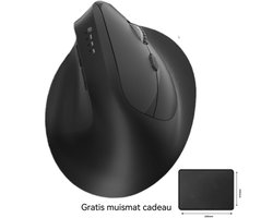 Draadloze Muis – Oplaadbaar – Ergonomisch – Zwart-Bluetooth versie-Gratis muismat cadeau-2.4G draadloos + Bluetooth dual-mode