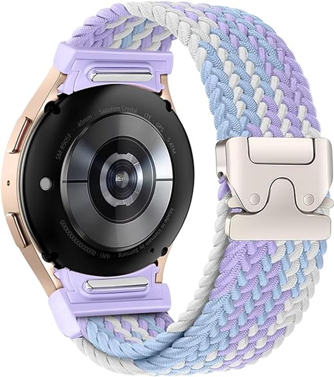 Geen Gap Nylon Gevlochten Band gescht voor Galaxy Watch 7/FE/6/5/4 40mm 44mm, Elastische Magnetische Gesp Band voor Galaxy Watch 6 Classic/4 Classic/5 Pro Herren Damen