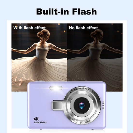 Canada: UHD 4K Digital Camera, Upgrade True 50MP Vlogging Camera, 16X Digital Zoom, 32GB High-Speed SD Card, Autofocus, 2.8'' LED Screen, Anti- Shake, 2 Large Batteries, For Kids Student Teens Adult Beginner - View #12