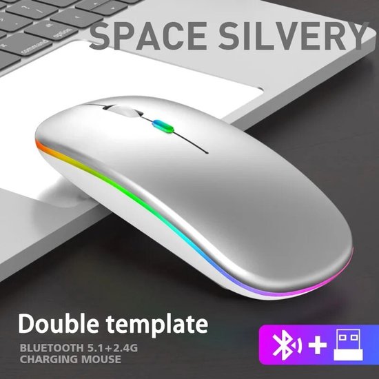 Souris optique sans fil 2,4 GHz, rechargeable par USB, compatible avec les ordinateurs portables ( Zwart)