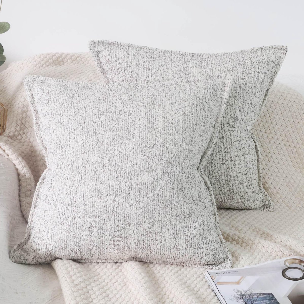 Ibenzoa Set van twee moderne grijze kussenslopen 40x40 cm voor stijlvolle inrichting verschillende kleuren