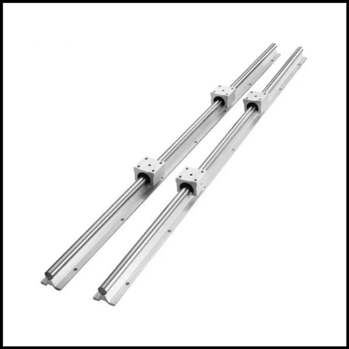 Lineaire Geleidingsrails SBR16 1000 mm - Set van 2 Rails + 4 UU Lagerblokken - CNC Lineairsysteem - Kogelgelagerd - Precisiebeweging - Duurzaam Staal & Aluminium - Laag Geluid - Voor Frees, Draaibank & 3D Printer