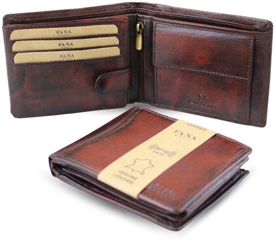 Portefeuille homme en cuir marron Fana Bags - Portefeuille en Cuir - RFID - Cadeau homme