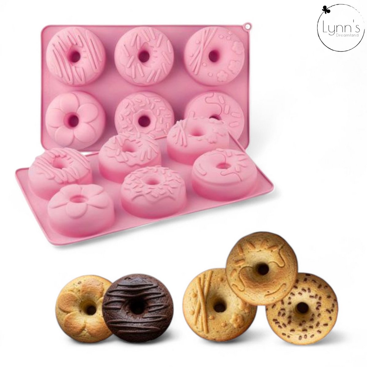 Lynn's siliconen bakvorm - 6 ronde holtes - Luxe Donuts of Bagels - Gebak, chocolade, brownie, zeep, epoxy en meer!