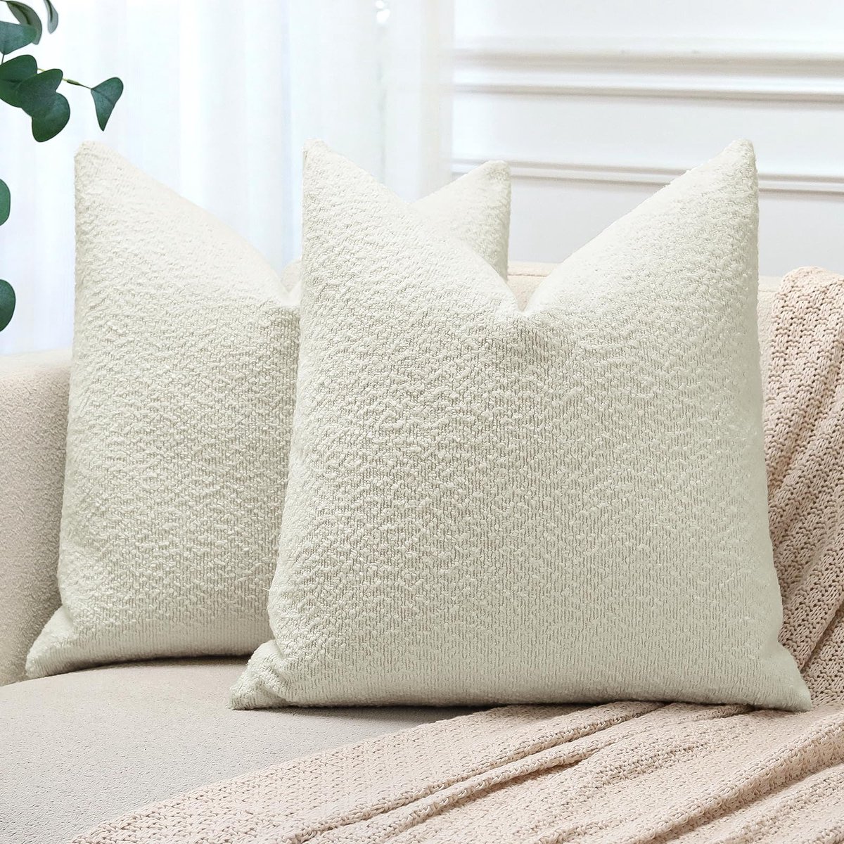 Ibenzoa Set van twee zachte kussenhoezen voor stijlvolle woon- en slaapkamerdecoratie beige