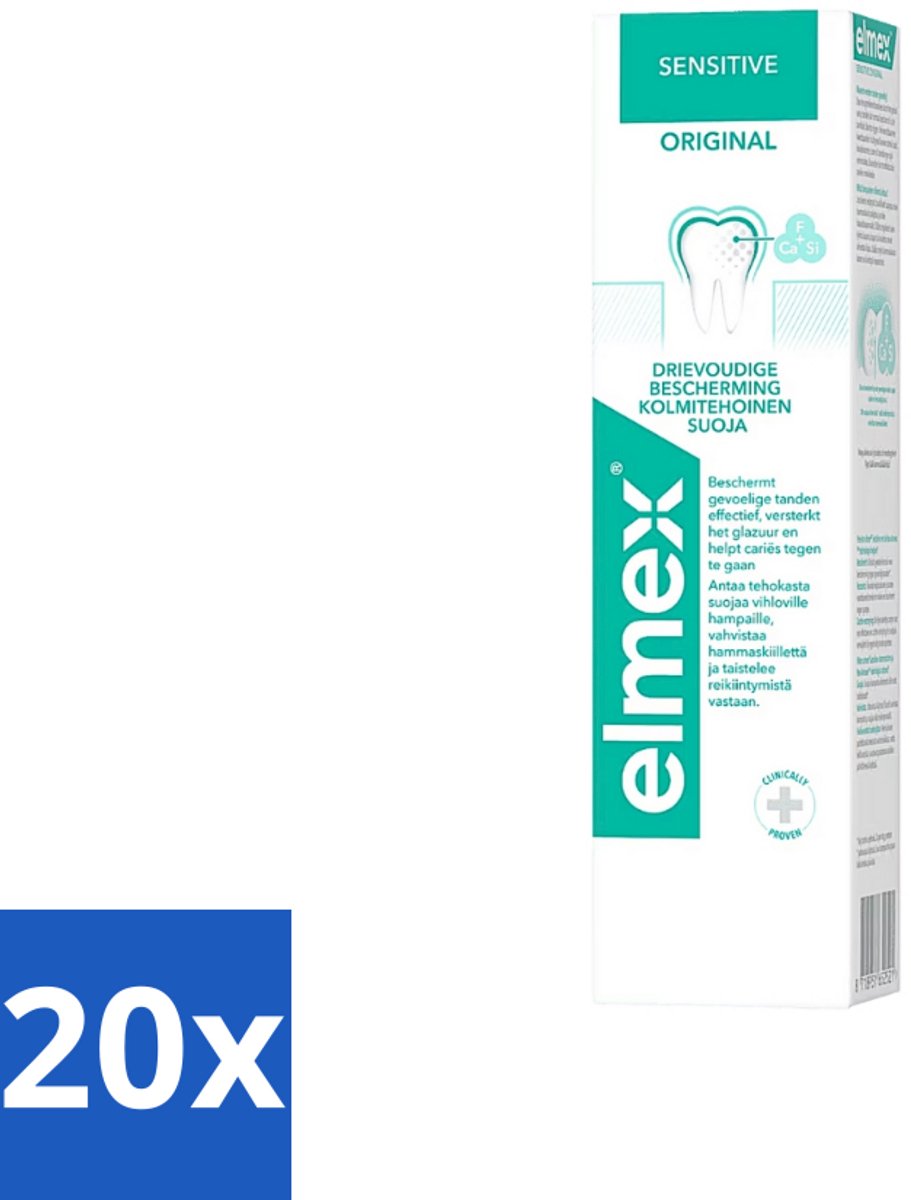 20 x Elmex Tandpasta Sensitive Original 75 ml - Gevoelige Tanden - Tandpasta - Aminfluoride - Cariës - Tandgevoeligheid