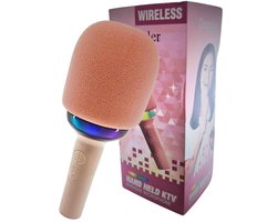 foto van Doppler Rainbow Karaoke Microfoon – Bluetooth 5.0, LED Verlichting & Stemvervormer – Roze