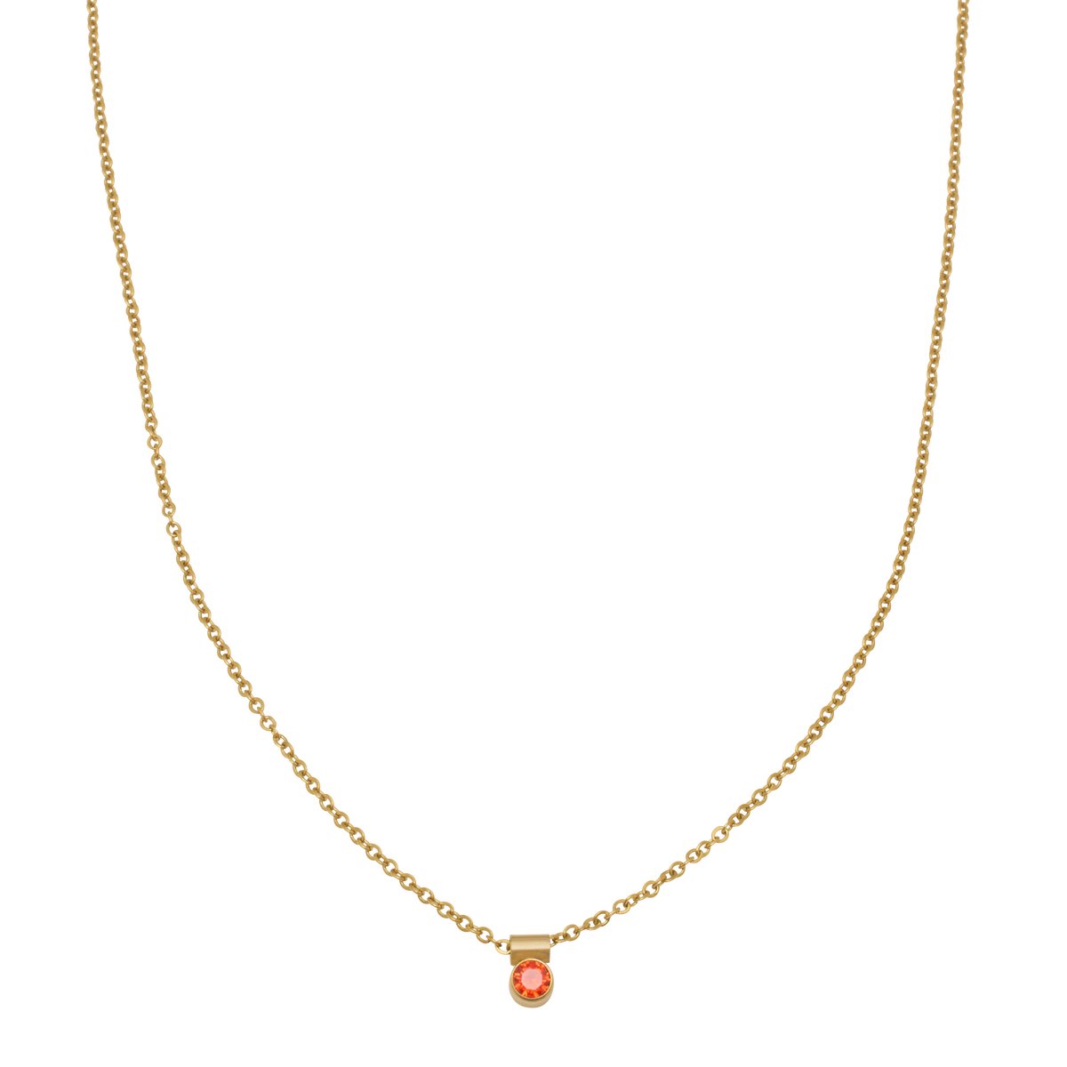 Essenza Round Orange-red Charm Necklace Gold
