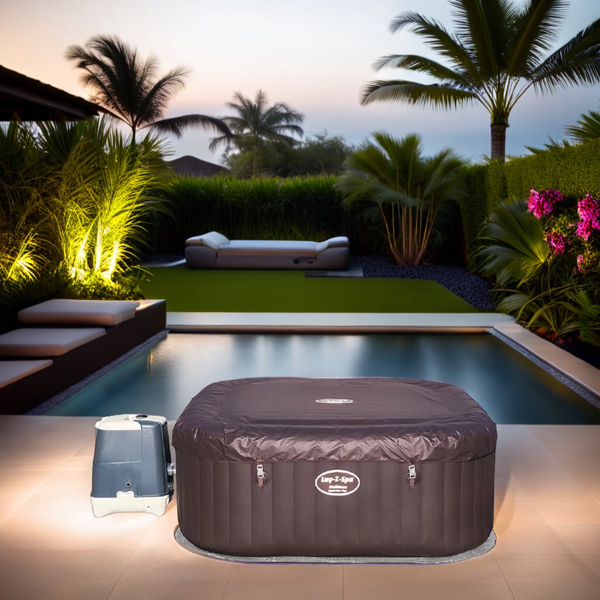 Opblaasbare 5-7 Persoons Jacuzzi Spa met 180 Luchtjets, - afbeelding 2