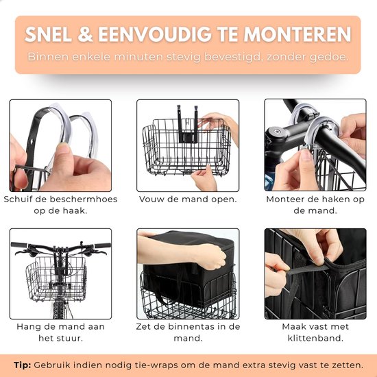 Boncy® Premium Fietsmand Hond & Boodschappen - Fietskrat met uitneembare tas - Hondenmand Fiets Mand Voorop of Achter - Fietsmanden Krat Zwart - Fietskratten Elektrische Fiets - Bagagedrager 40 liter van Merkloos — afbeelding 5