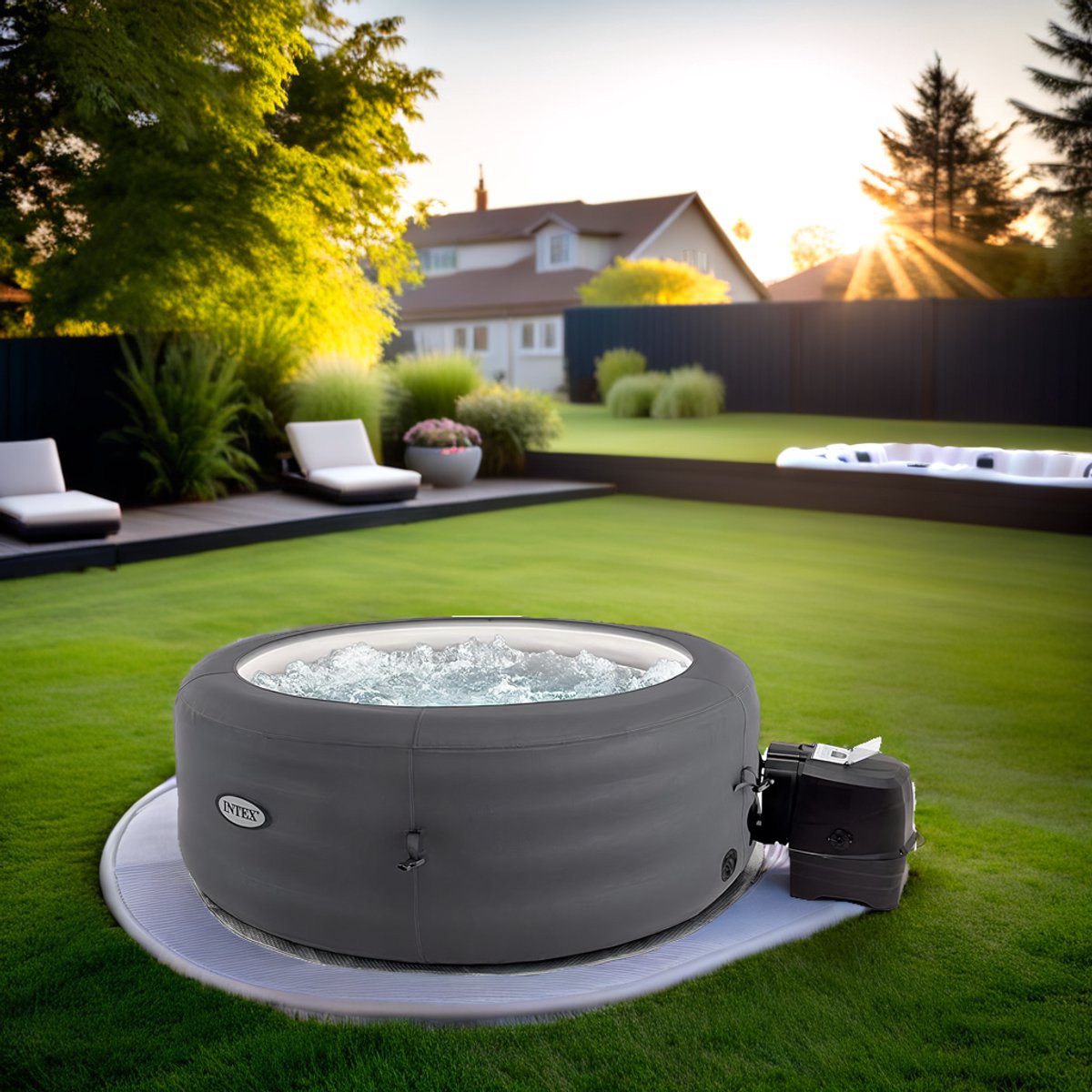 Opblaasbare Jacuzzi Bubbelbad Spa 4 Personen Ø196cm x 66cm - Opblaasbare - €950,00