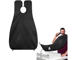 Baard Bib - Zuignap Scheer Bib - Waterdichte Anti-aanbak Baardcape Verzorgingsdoek voor Heren - Verstelbare Baardtrimmer Haaropvanger - Opvouwbaar - Met 2 Zuignap Haken - Gemakkelijk te Gebruiken - Geschikt voor Scheren en Knippen - Zwart