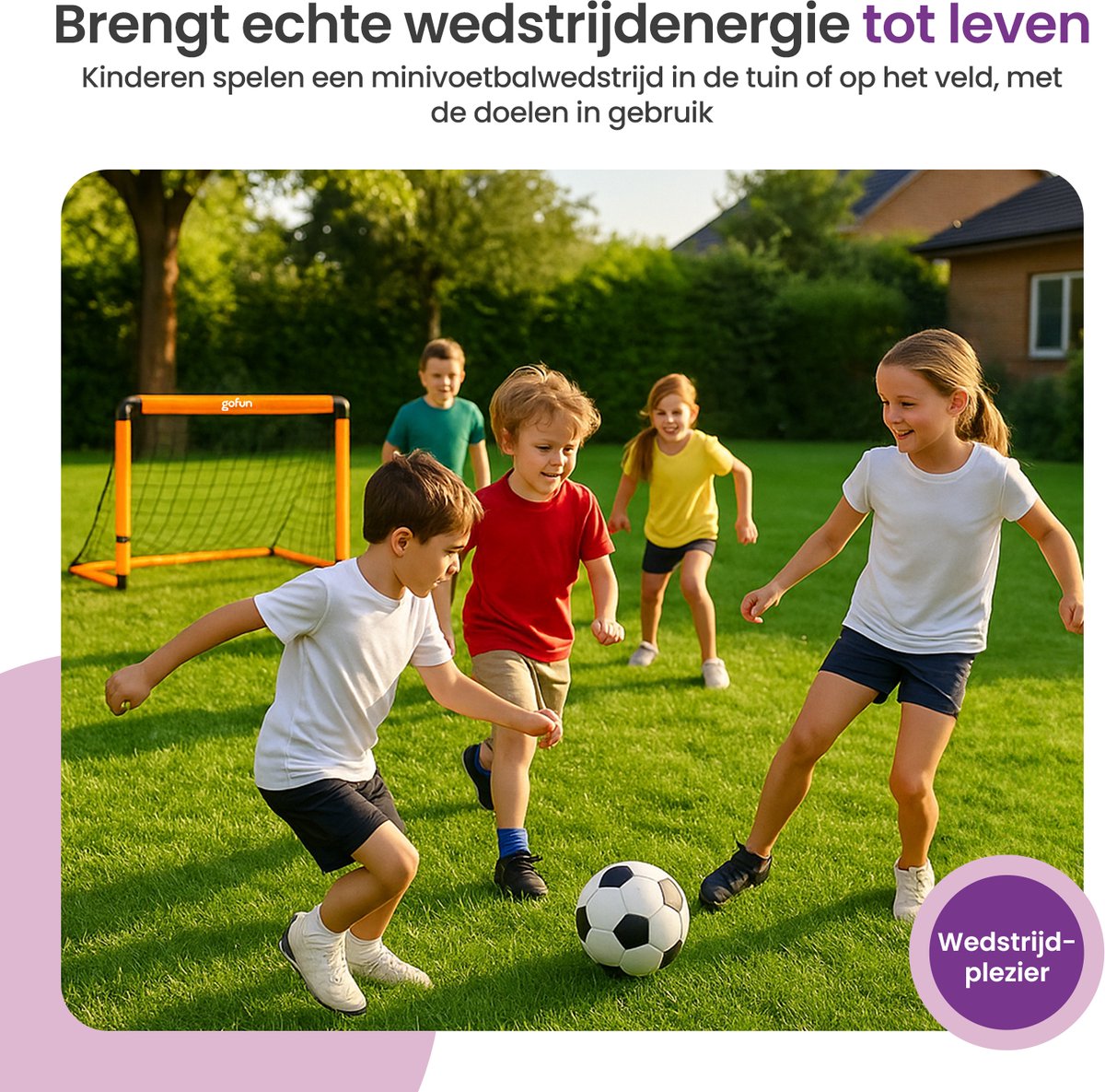 Gofun Voetbaldoel set van 2 – Voetbaldoeltjes – Voetbalgoal – Voetbalgoals voor kinderen – Opvouwbaar – 90 x 60 x 60 cm – Zwart/Oranje — afbeelding 8