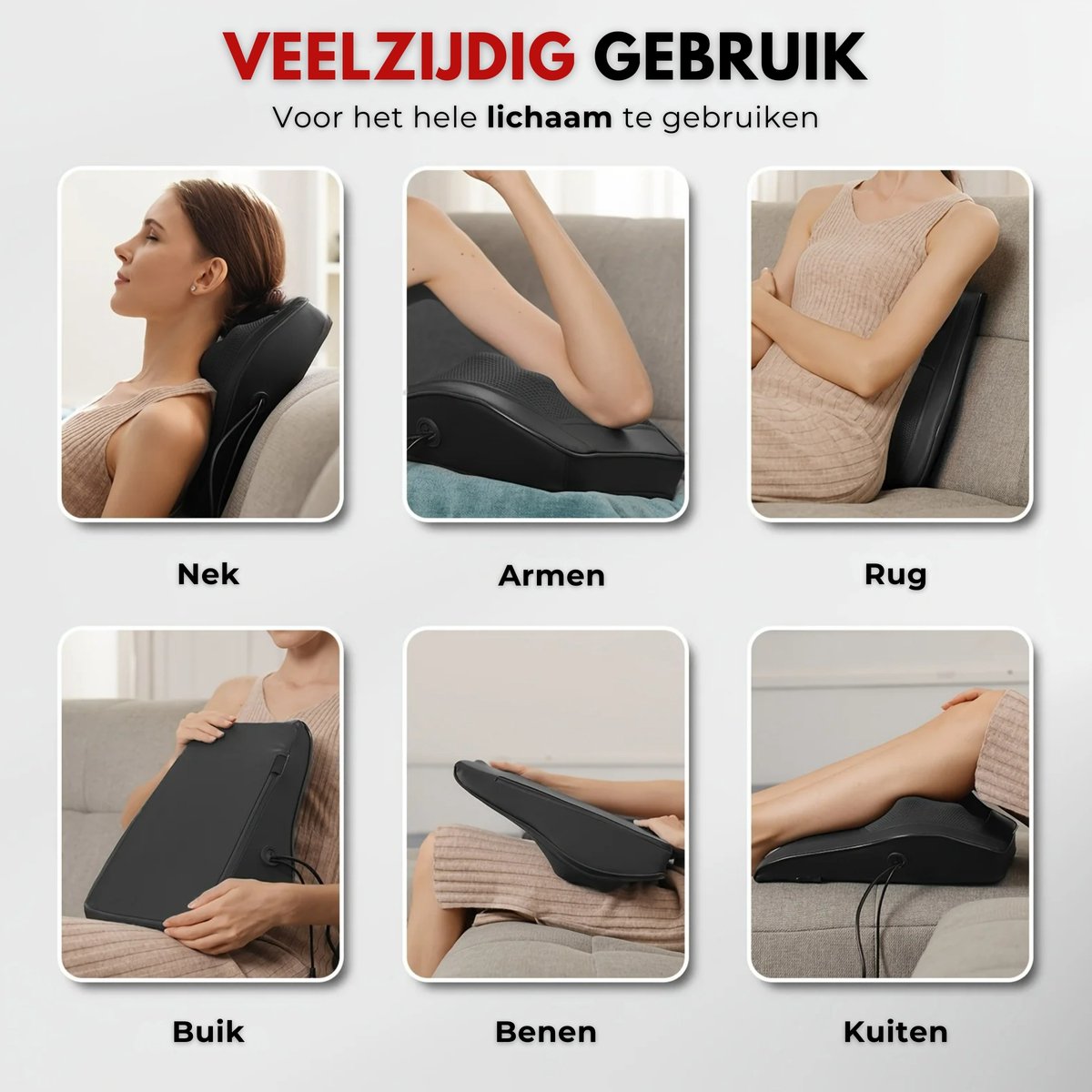 Boncy® Massage Apparaat - Nekmassage & Rugmassage Kussen - Shiatsu Massagekussen met Warmte Functie - Massageapparaten Nek - Rug Apparaten thumbnail 5