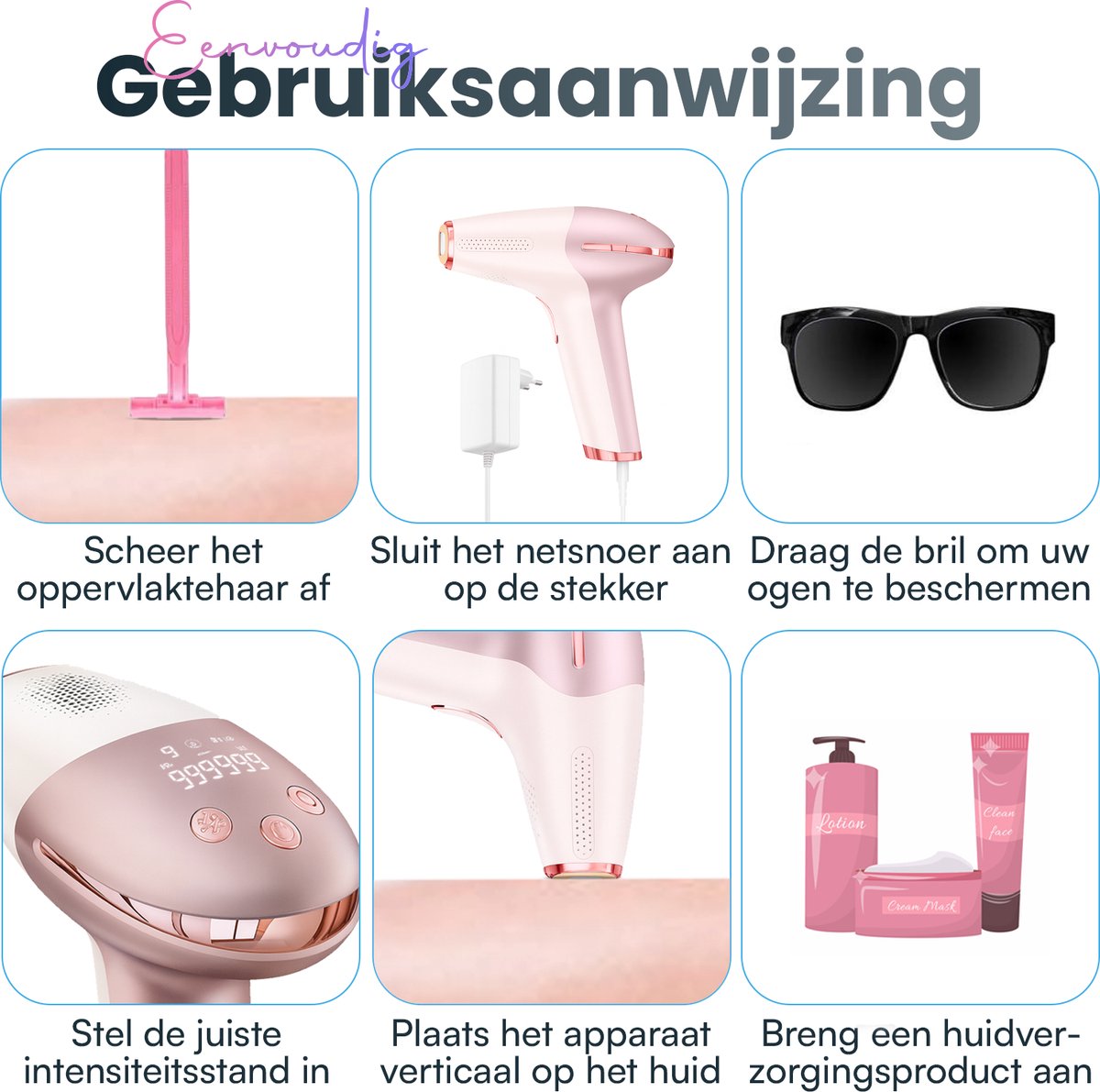 BronStore® Laser Ontharingsapparaat met Ice Cooling - IPL Ontharing Apparaat - Epileerapparaat Dames & Heren - Ontharingsapparaten - Inclusief 9 Intensiteiten & 999.999 Flitsen thumbnail 5
