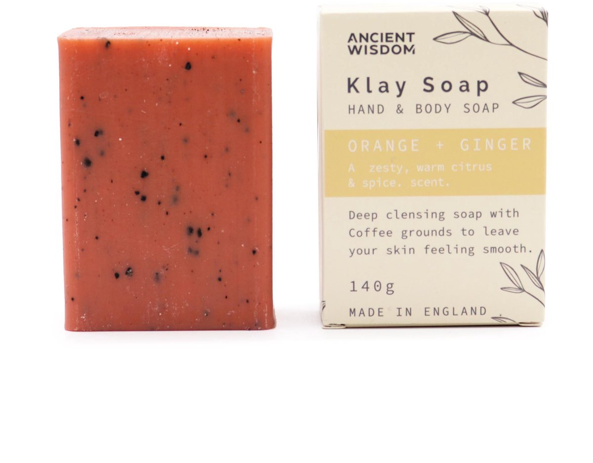 Ancient wisdom - klei zeep - sinaasappel - gember - 140g