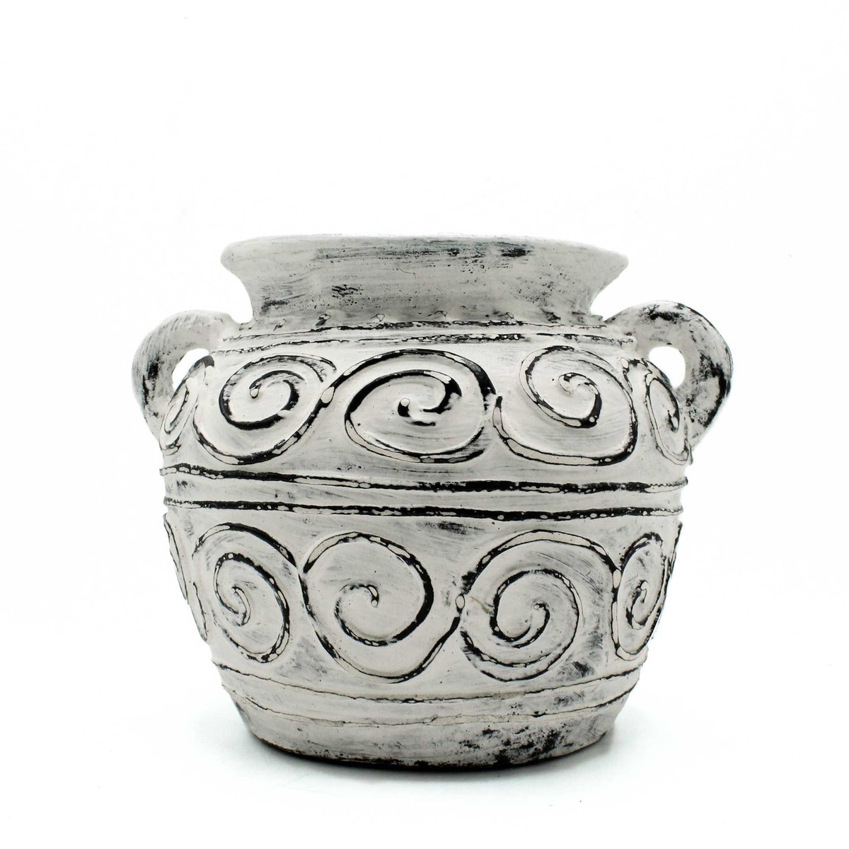 Griekse klei plantenpot met handvatten - crème 15 cm