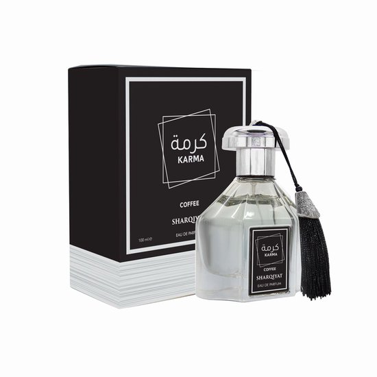 Sharqiyat Karma Coffee Eau de Parfum 100 ml – Oosterse koffiegeur voor dames en heren | Intens en verleidelijk met tonen van koffie, amber en muskus
