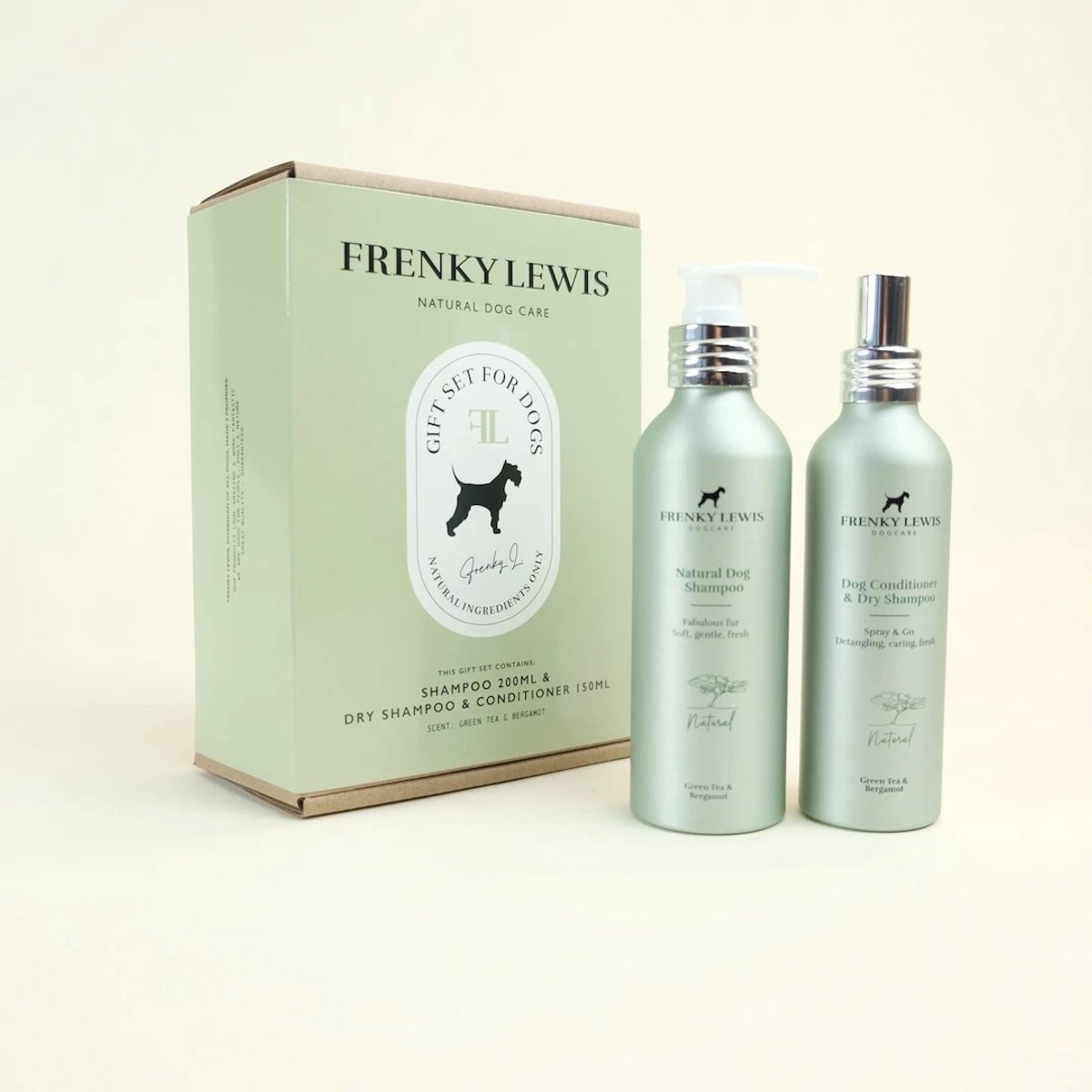 Gift Set 200ml Dog Shampoo + 150ml Dog Conditioner & Dry Shampoo - Green Tea & Bergamot