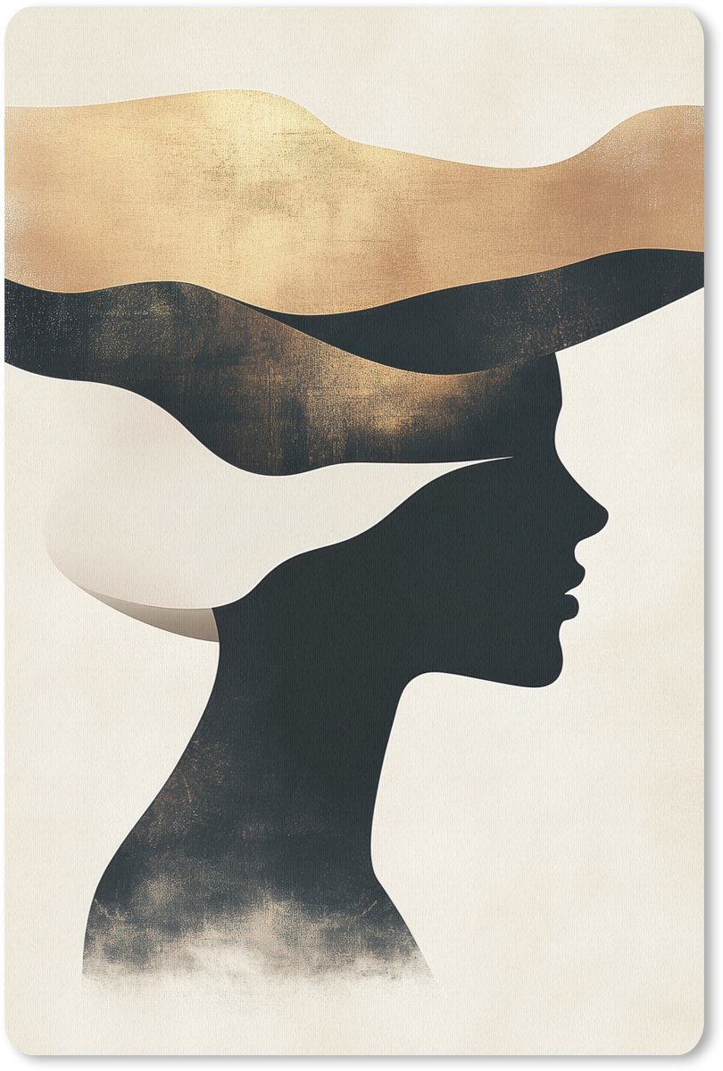 Muismat 18x27 cm - Mousepad Vrouw - Golven - Zwart - Muismatten