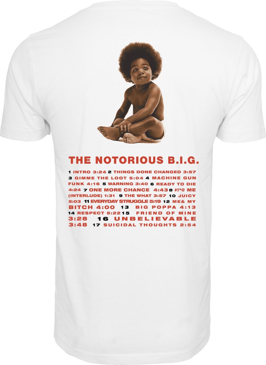 Mister Tee Notorious Big Ready To Die Tracklist Heren T-shirt M Wit