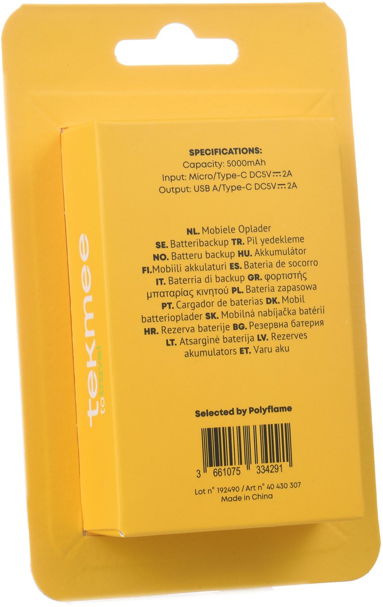 Tekmee Powerbank – 5000 mAh – USB-A en USB-C – Draagbare Oplader – foto 3