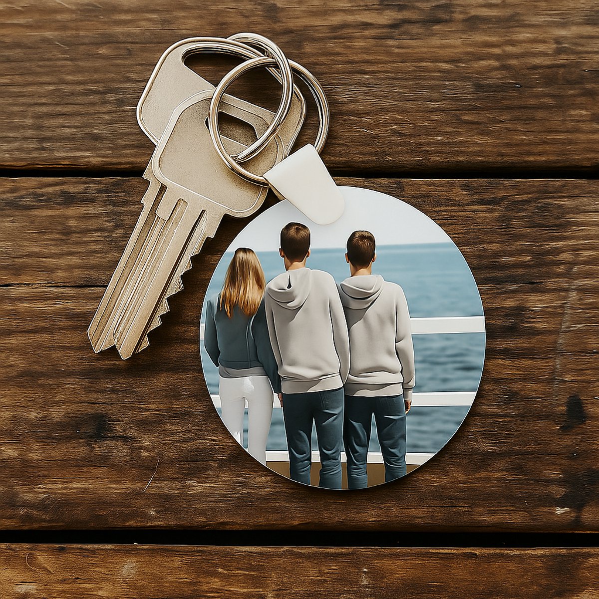 Ronde MDF Foto Sleutelhanger – 5 cm – Dubbelzijdig bedrukt – Persoonlijk Cadeau - Valentijn - Verjaardag