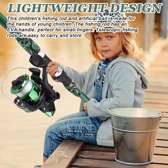 Vishengelset voor beginners - Complete set 1.8 meter met hengel, accessoires - Ideaal voor kinderen en vakantiegebruik van Merkloos — afbeelding 2