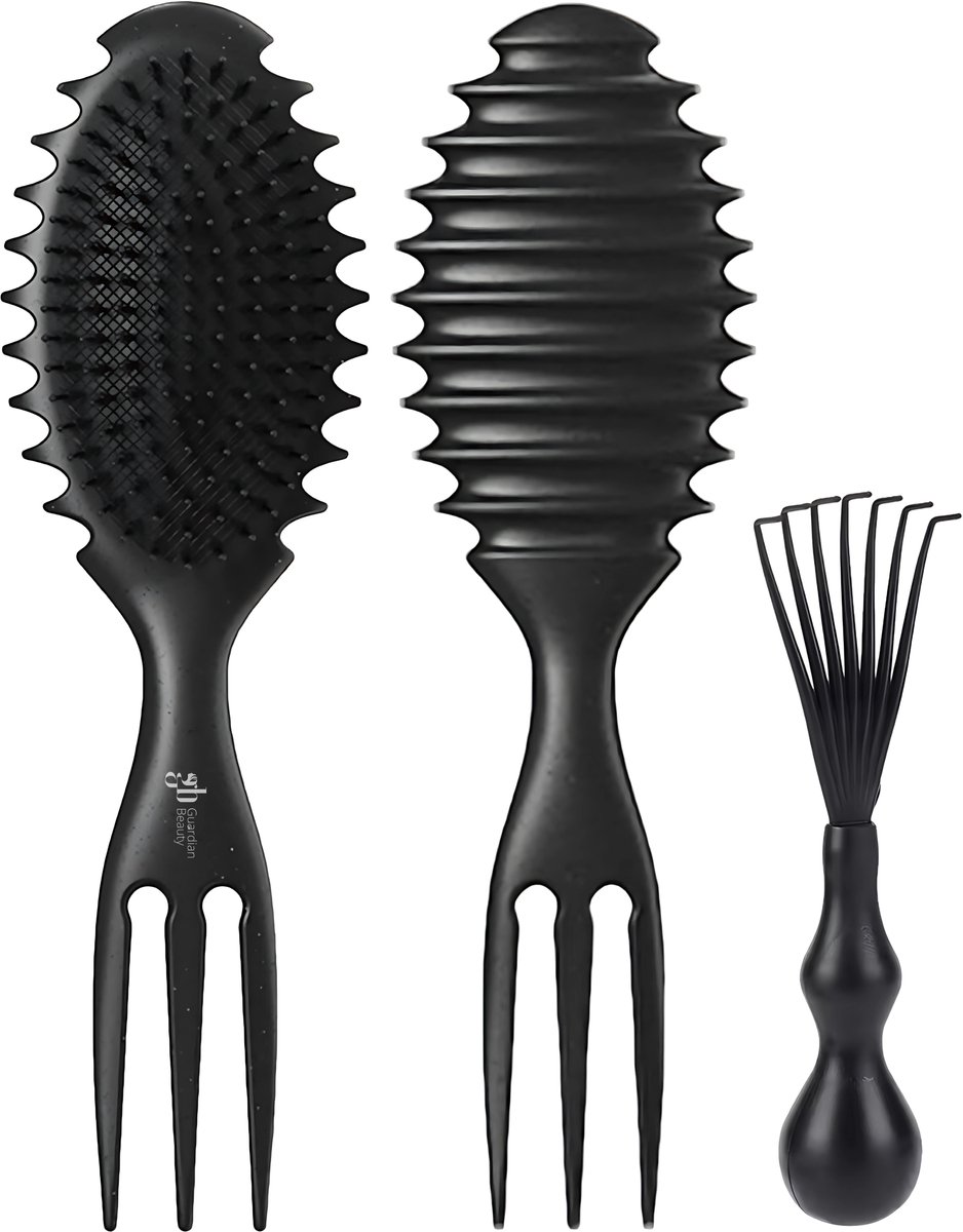 Guardian Beauty Haarborstel - Kruldefiniërende Borstel - Met Haarborstelreiniger - Zwart