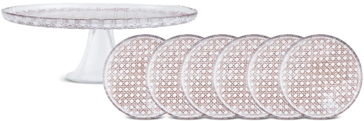 Karaca Rattan - 7-delige Serveerset – 6 Personen - Grijs