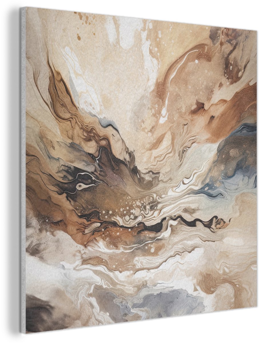 Akoestisch wandpaneel 60x60 cm - Vilt schilderij Abstract - Kunst - Verf - Beige - Modern - Akoestische panelen - Geluidsdempende wanddecoratie - Geluidsisolatie woonkamer - Muurdecoratie geluidspanelen