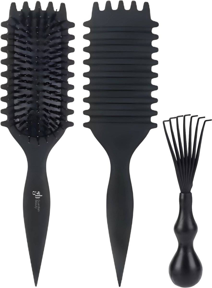 Guardian Beauty Haarborstel - Kruldefiniërende Borstel - Met Haarborstelreiniger - Zwart